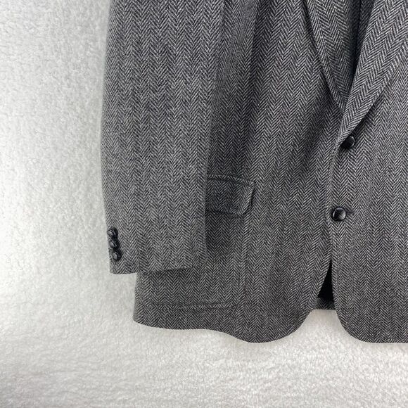 Vintage Kingsridge Blazer Mens 42S Gray Herringbone Corpcore Wool Sports Coat - Picture 5 of 13